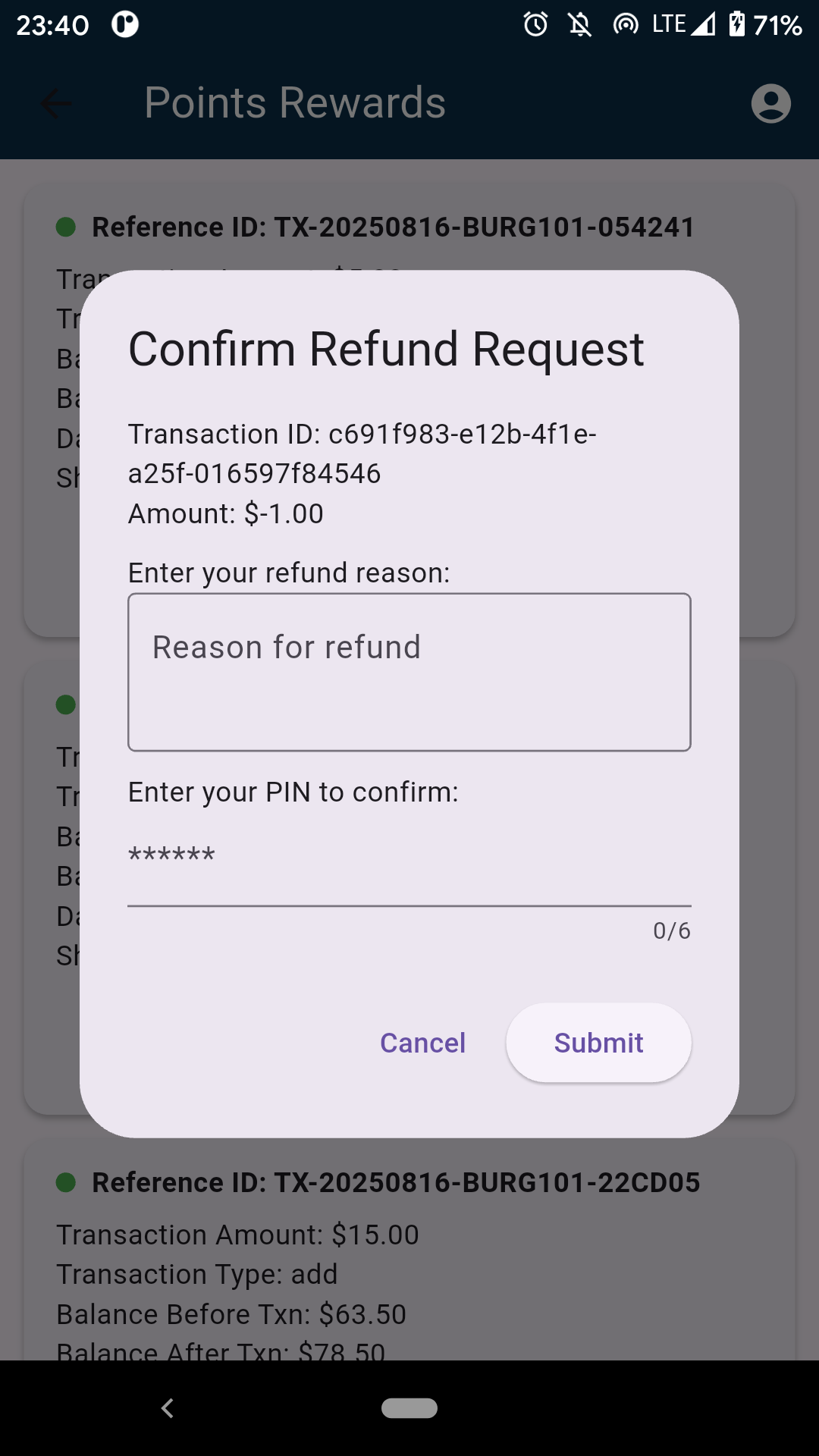 Refund Modal