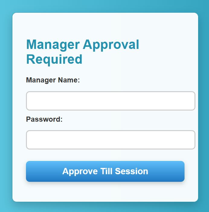 Till Manager Approval