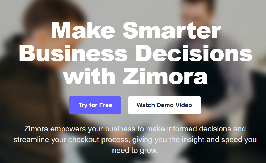 Zimora Website Landing Page